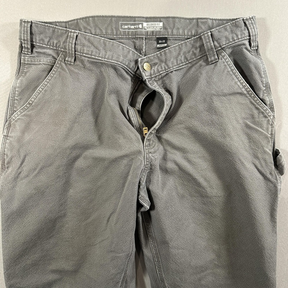 Carhartt Pants Mens 38x32 Gray Carpenter Relaxed Straight Workwear Utility - Picture 4 of 8